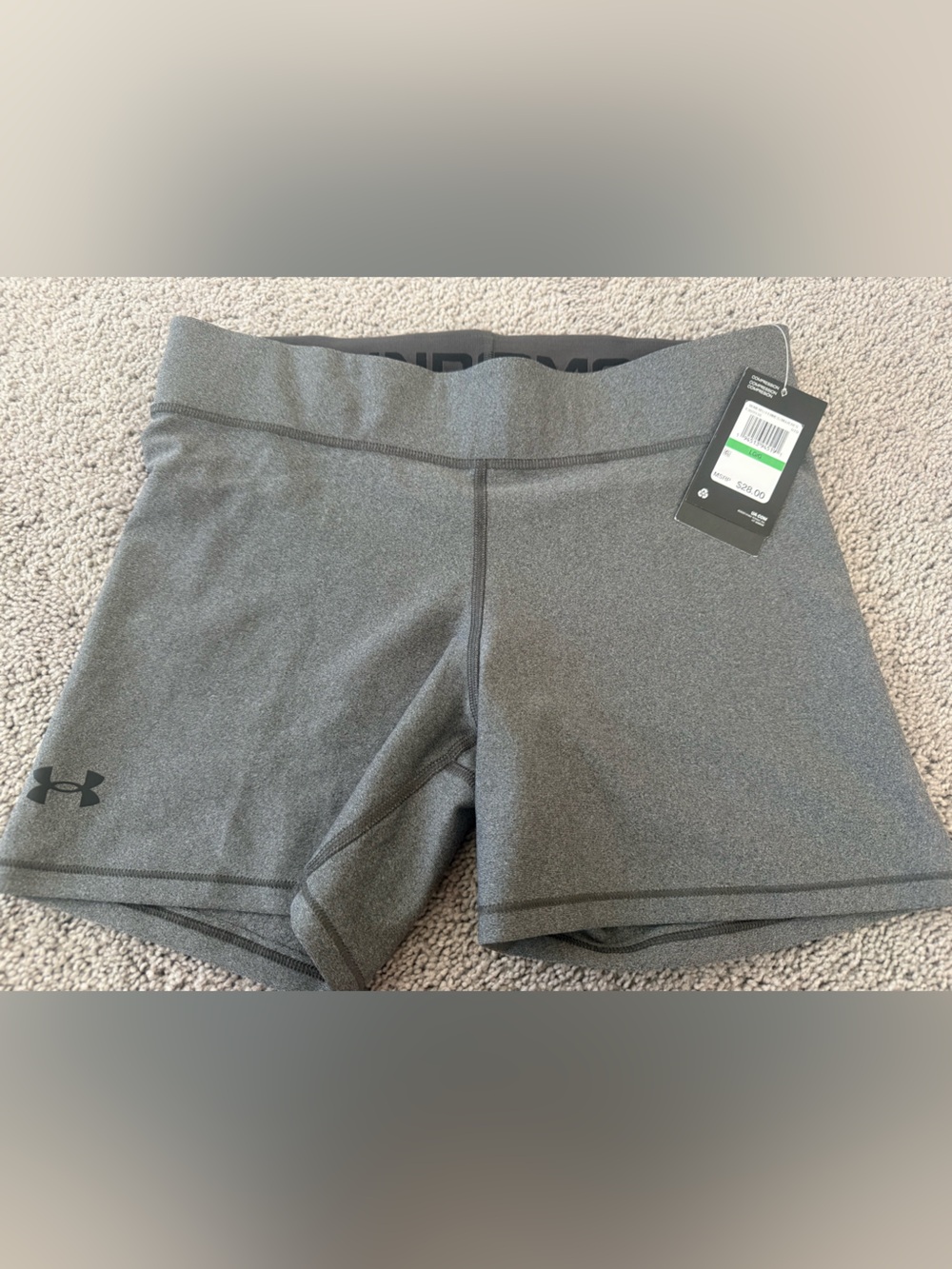 Under Armour Grey Compression Leggings with Logo Waistband